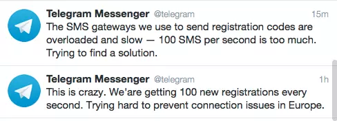 Telegram no está preparada para uso intensivo